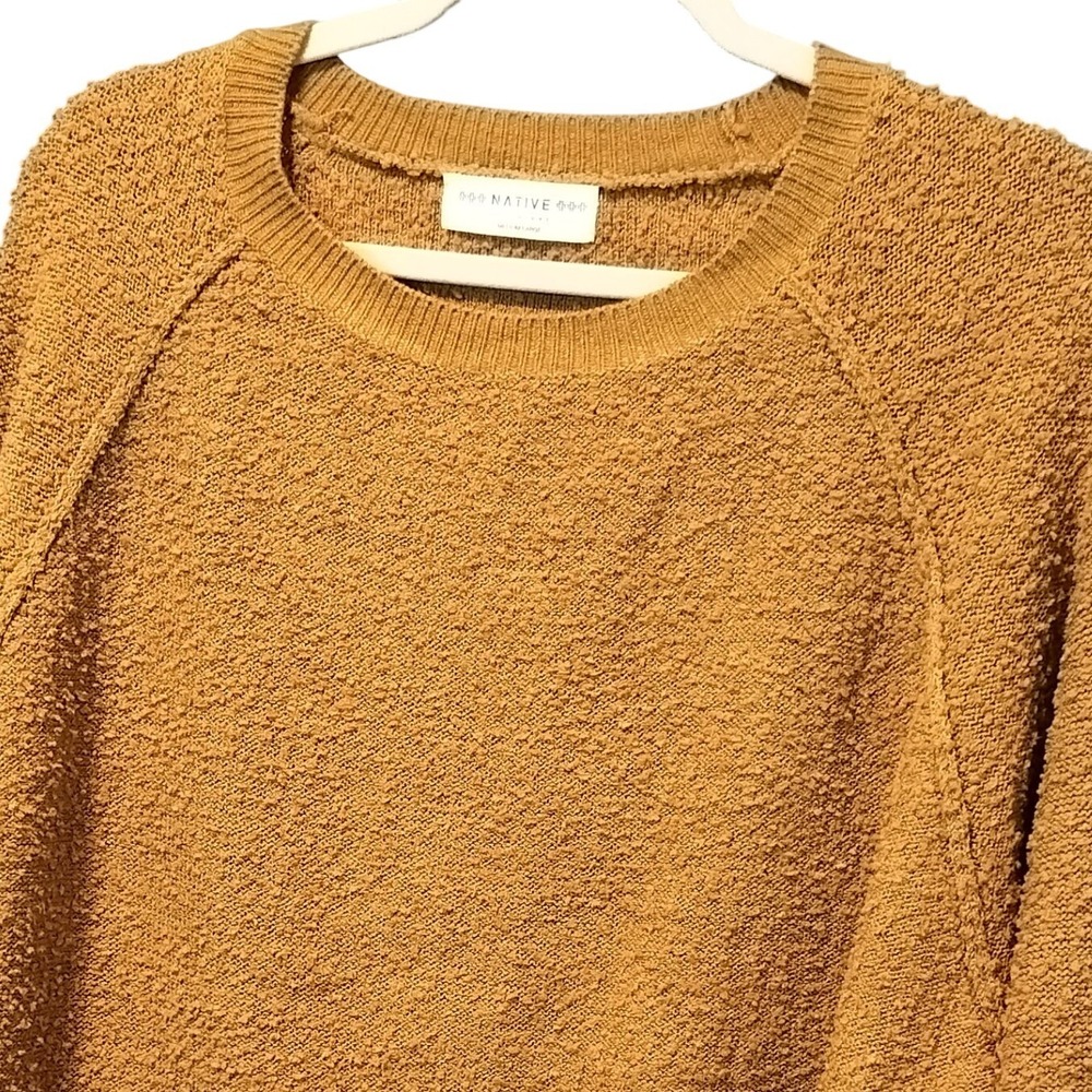 Native Daughters Textured Knit Sweater Ochre Yellow Medium Large Pullover